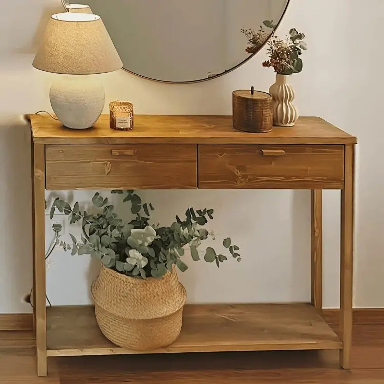 كونسول خشبي مع مرايا خشب سويد طبيعي - ROD225 - Homix